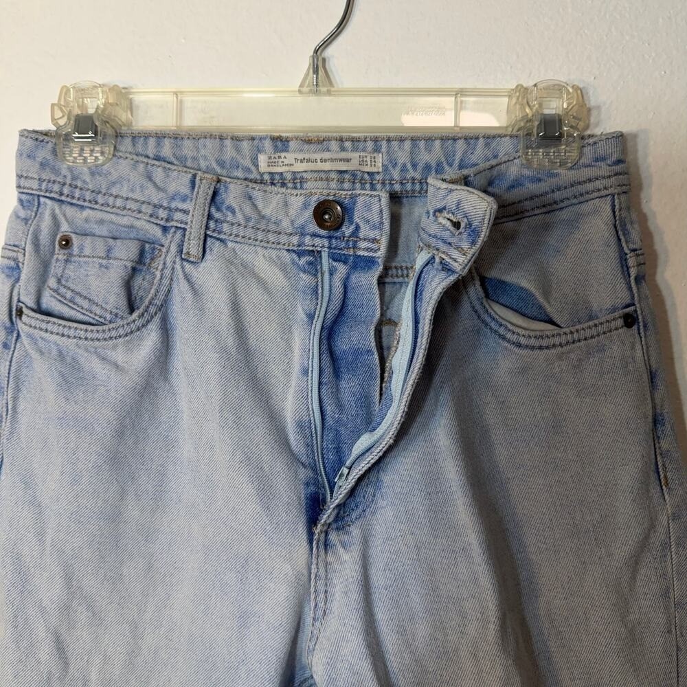 Zara Trafaluc Mom Jeans Womens Size 2 Light Wash High Rise Vintage Style Denim - Picture 5 of 10